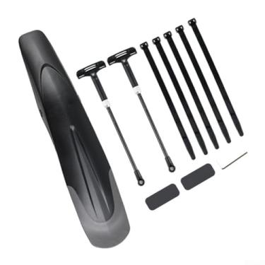 Imagem de Front and Rear Mountain Bike Mudguards 24-29 Inch Bikes - Adjustable, Lightweight, Sleek Black Finish(Front+rear set)