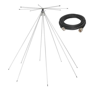 Imagem de Tram Scanner de banda larga de 200 watts 25 a 1300 MHz antena base de aço inoxidável super discone com cabo tipo 8X de 5,5 m