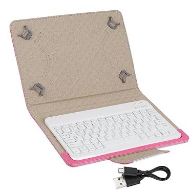 Imagem de Teclado, Teclado Externo Sem Fio BT V3.0 De 10 Polegadas, Teclado Portátil Ultrafino Para Tablet, Teclado Sem Fio Recarregável Com Capa De Couro PU E Cabo De Dados(Rosa)