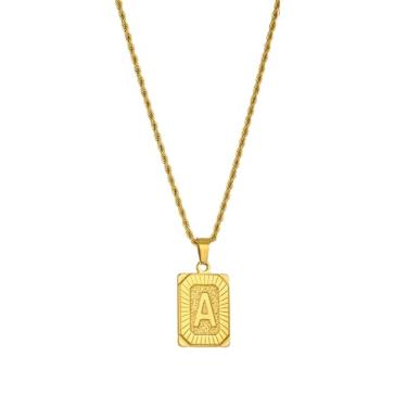 Imagem de Colar de ouro com letra A-Z com letra A-Z para homens e mulheres, One size, Metal, Sem Pedra Preciosa