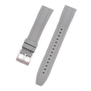 Imagem de StrapHabit Pulseira de relógio extralonga para pulsos grandes - Pulseira de borracha de liberação rápida FKM 20 mm e 22 mm, Cinza, 20mm, Mergulho