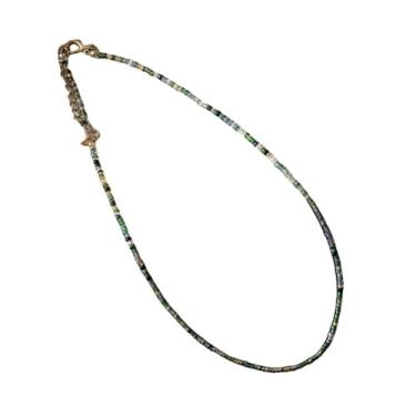 Imagem de TINCOLIA Colar colorido feito à mão com contas étnicas, gargantilha, corrente boêmia com joias, A, pérolas, diamantes coloridos