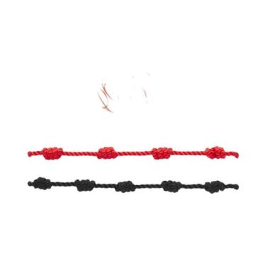 Imagem de Pulseiras De Fio Vermelho Com 7 Nós, Amuleto De Boa Sorte Feito À Mão 