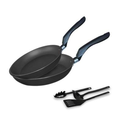 Imagem de Kit 02 Frigideiras Francesas 18' e 20' Antiaderente Firenze, Preto