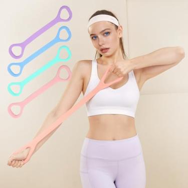 Imagem de Figura 8 faixas de resistência para exercícios para braço peito costas perna alongamento yoga pilates casa academia fitness treinamento muscular (roxo)