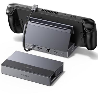 Imagem de UGREEN Estação de ancoragem USB C 9 em 1 Steam Deck Dock com suporte dobrável, 4K a 120Hz DP, Gigabit Ethernet, PD 100W, 10Gbps USB A&C 3.2, TF/SD compatível com Steam Deck, Rog Ally, Rog X, Legion Go