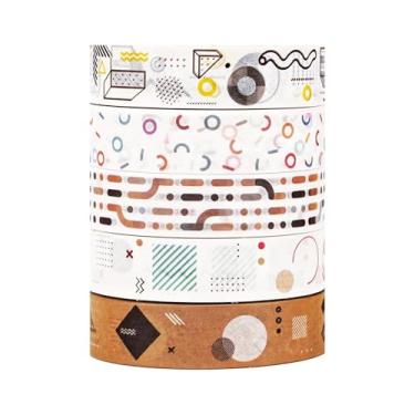 Imagem de Conjunto de adesivos Washi com 5 rolos de 3 metros, adesivos decorativos para artes faça-você-mesmo artesanato material de diário scrapbook cartão embrulho