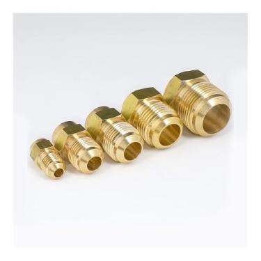 Imagem de 45 graus 1/10.2 cm 3/20.3 cm 1/5.1 cm 3/10.2 cm alargamento curva a extremidade tubo de alimentação adaptador de encaixe de tubo de latão água gás ar combustível (com porca, flare fit 15,88 mm OD)