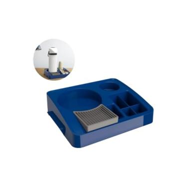 Imagem de Bandeja Organizadora para Café Servire I, Azul, Plástico PP, 29.6 x 23.8 x 7.4 cm, com Compartimentos para Garrafa Térmica e Acessórios