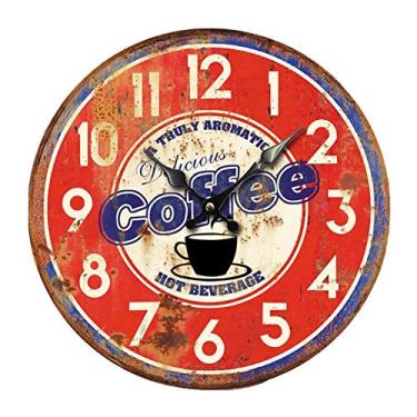 Imagem de Relógio de parede da década de 1960 para café, cozinha, vintage, estilo retrô, decoração de casa, antiquado, quartzo, silencioso, sem tique-taque 1 # 30 cm (1 # 30 cm (12 polegadas))