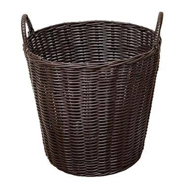 Imagem de Grande cesto de roupa suja de plástico independente com alças para roupas, toalhas, cobertores, organizador de brinquedos, design ventilado