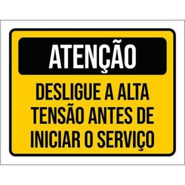 Imagem de Kit 5 Placas De Atenção Desligue Alta Tensão 36X46 - Sinalizo