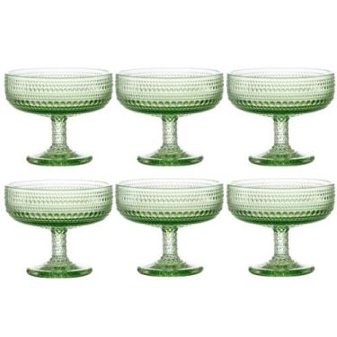 Imagem de Jogo C/ 6 Taças de Vidro Sobremesa Pérola Verde 310ml Mesa Posta Luxo 