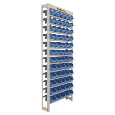 Imagem de Kit Estante+gaveteiro Nº 3 Azul 60 Peças Estrutura Aço Organizador Parafusos 60 Gavetas...