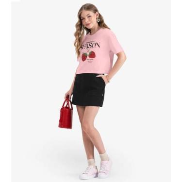 Imagem de Camiseta Juvenil Manga Curta em Meia Malha Minty Rosa, 18, Rosa