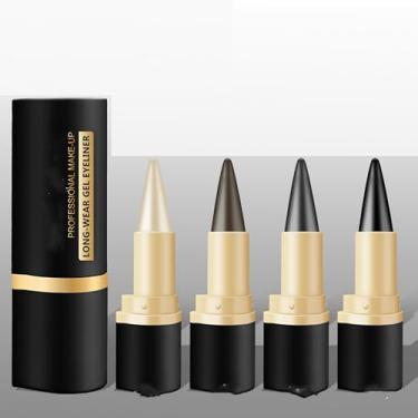 Imagem de MAEPEOR Conjunto de delineador de olhos em gel fosco, 4 cores, creme suave, à prova de manchas e à prova d'água, kit delineador de olhos para mulheres e meninas (fosco, conjunto 01)