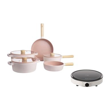 Imagem de Conjunto Fika Rosa Kit Panelas Alumínio Forjado Revestimento Cerâmico Diversos Tamanhos...