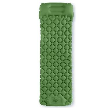 Imagem de Colchão Inflável Automático De Casal Sleeping Pad Ar Externo Portátil De Acampamento 200 * 120 * 5 Cm Com Travesseiro(Verde​ Solteiro)