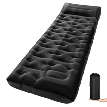 Imagem de KASBAH Almofada de dormir para acampamento, colchão inflável extra grosso de 15 cm com bomba de pé e travesseiro embutido, tapete de dormir portátil para acampamento, equipamento de mochila para