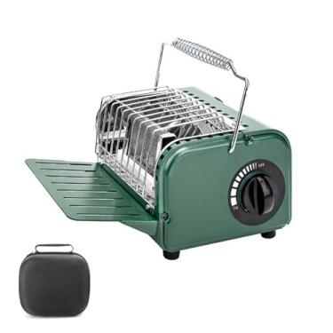 Imagem de AirOka Aquecedor e fogão portátil 3 em 1, fogão de barraca externo de 1200 W, aquecedores de acampamento de temperatura ajustável para pesca, caminhadas, caminhadas, pátio, cor de café e verde (verde)