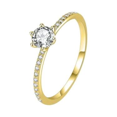 Imagem de Anel De Noivado E Casamento Feminino Em Prata Esterlina 925 Com Zircôn