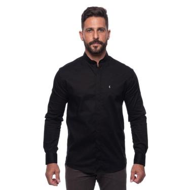 Imagem de Camisa Masculina Acetinada Gola Padre Manga Longa Elastano-Masculino