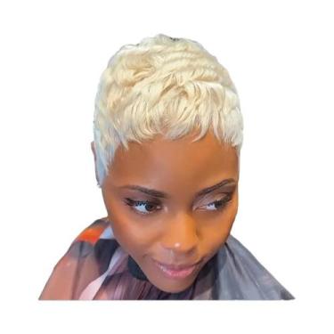 Imagem de Peruca De Cabelo Humano Curta Pixie Loira De 6 Polegadas Para Mulheres