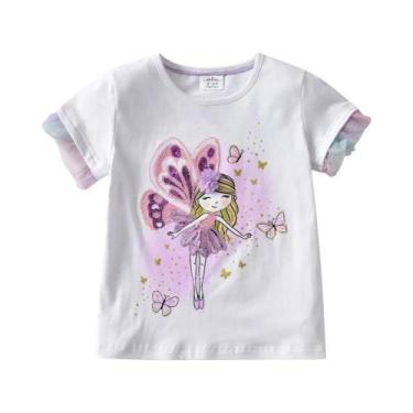 Imagem de Camiseta Infantil Feminina Com Babados E Manga Curta De Borboleta Elfo