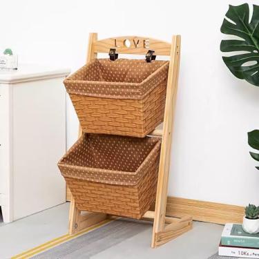 Imagem de Organizador comercial de supermercado para exibição de frutas e vegetais, cesta de prateleira de mercado para lanches, frutas e ferramentas – solução de armazenamento durável de 35 x 29 x 71 cm para