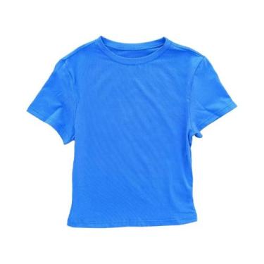 Imagem de Camiseta De Yoga Feminina De Cor Sólida, Manga Curta, Macia, Respiráve