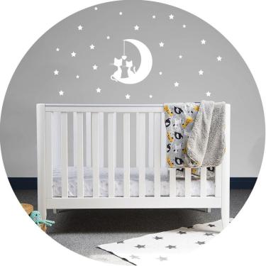 Imagem de Adesivo Parede Casal De Gatos Gatinhos Na Lua Titulos Branca