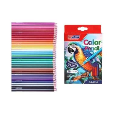 Imagem de Conjunto De Lápis Coloridos Com 48 Cores E Suporte Triangular Para Des