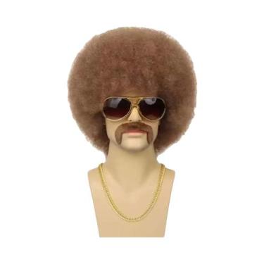Imagem de Peruca Sintética Afro Cacheada Masculina Anos 70/80 Para Festa Disco, 