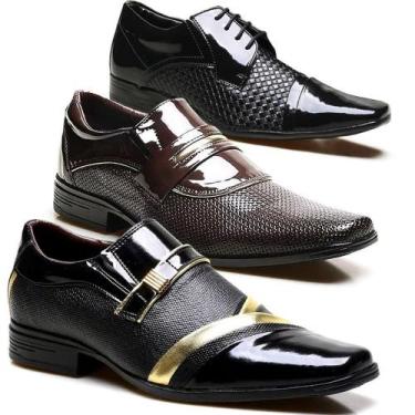 Imagem de Kit 3 Pares Sapato Social Masculino Calvest Linha Pierutti 7005 Tamanh