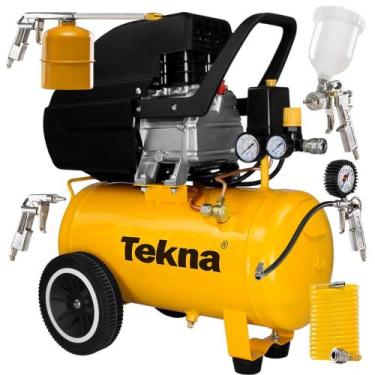 Imagem de Compressor De Ar 24l 2,5hp + Kit Pintura Funilaria 5 Peças - Tekna, 22