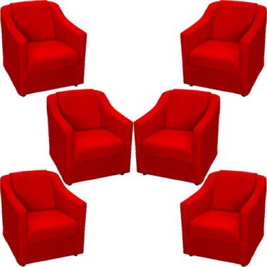 Imagem de Kit 6 Poltronas Decorativa Para Sala Recepção Manicure Barbearia Escri