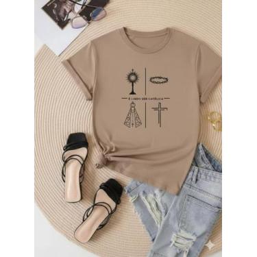 Imagem de Camiseta Feminina Religiosa Cristã Plus Size Baby Look Algodão Premium