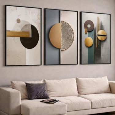 Imagem de Quadros com Moldura e Acrilico Cristal Vidro  Geometrico 3D Abstrato K