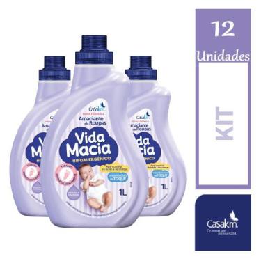 Imagem de KIt 12 Amaciante Vida Macia Glicerina&Amêndoas 1L Cada