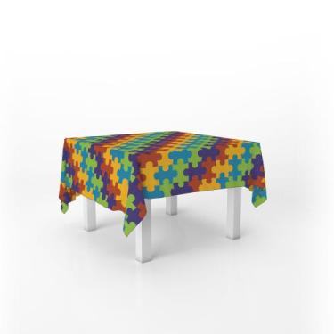 Imagem de Toalha De Mesa Quadrada Infantil Tecido Oxford Peças Quebra Cabeças Co