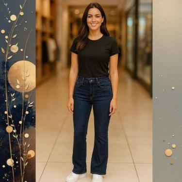 Imagem de Calça Jeans Feminina Flare Azul Escuro – Cintura Média Malwee-Feminino