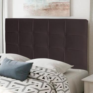 Imagem de Cabeceira Estofada Cama Box Casal Fiorella 140cm Suede Marrom - Abmaza