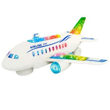 Imagem de Avião Maluco Grande Bate e Volta Infantil com Luzes Músicas Brinquedo 