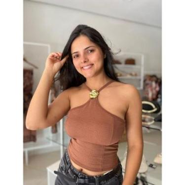 Imagem de Cropped De Malha Com Bojo Minimalista Alça Crisconf-Feminino