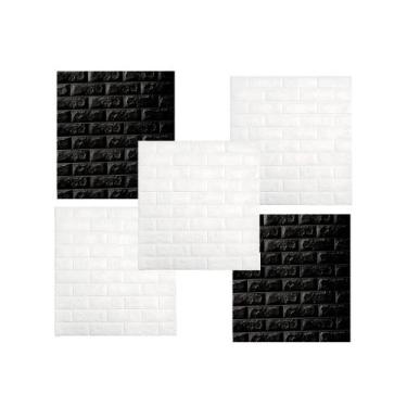 Imagem de Kit 5 Placa Adesiva 3D Tijolinho 70x77cm Revestimento Parede Sala Quar