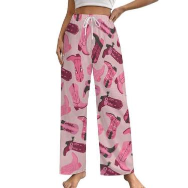 Imagem de Calças de pijama MEIKKO Cowboy Cowgirl Botas, roupa de dormir feminina