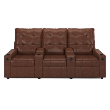 Imagem de Poltrona Reclinável Para Cinema Parma FH1 3 Lugares Couro Sintético Marrom D'Rossi