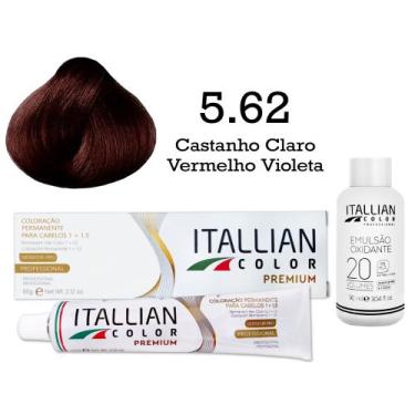 Imagem de Coloração 5.62 Castanho Claro Vermelho Violeta + Oxi 20 Vol  Itallian 