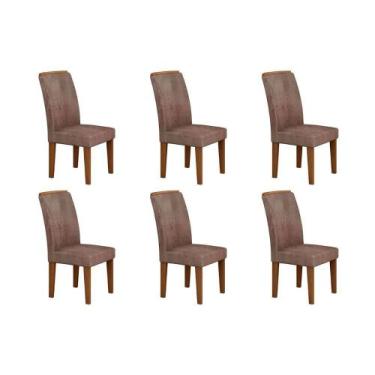 Imagem de Kit 6 Cadeiras Sala Jantar Lunara 6 Un Imbuia/Suede Capuccino - Rufato