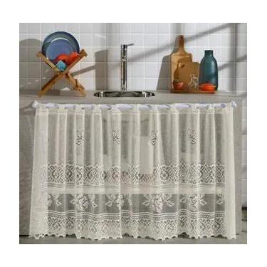 Imagem de Cortina Pia Balcão Banheiro Cozinha Renda Varias Estampas - Interlar, 